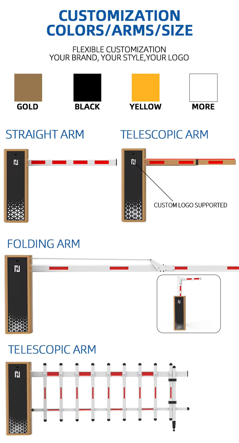 Baroxon customized aluminum boom arm length configurations and corporate chassis logo printing Brasil